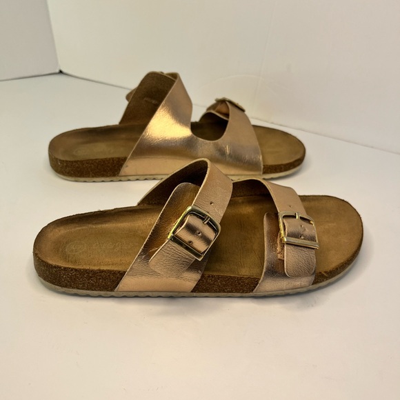 Cat And Jack Slip On Slide Sandals Rose Gold Metallic Adjustable Straps Size 5 - Picture 2 of 9